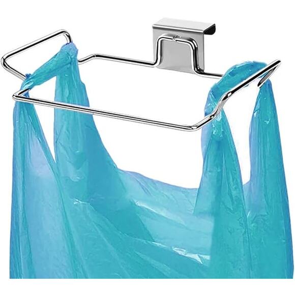 Trash Bag Holder Stainless Steel Cabinet Door Hanging Kitchen Garbage Bin - Picture 1 of 7